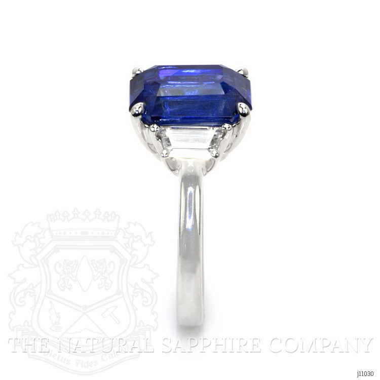 7.96 Ct. Blue Sapphire and Natural Diamond Three Stone Ring, Platinum 950