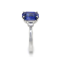 5.08 Ct. Blue Sapphire and Natural Diamond Three Stone Ring, Platinum 950 Image