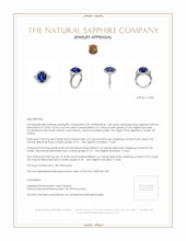 7.00 Ct. Blue Sapphire and Natural Diamond Antique Style Ring, 18K White Gold Appraisal