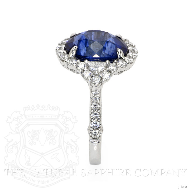 7.00 Ct. Blue Sapphire and Natural Diamond Antique Style Ring, 18K White Gold