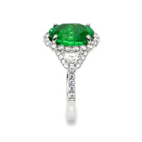 3.94 Ct. Emerald Natural Diamond Antique Style Ring, 18K White Gold Image