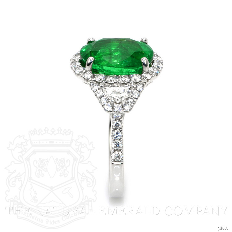3.94 Ct. Emerald Natural Diamond Antique Style Ring, 18K White Gold