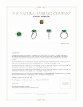 2.80 Ct. Emerald Natural Diamond Antique Style Ring, 18K White Gold Appraisal