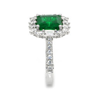 2.80 Ct. Emerald Natural Diamond Antique Style Ring, 18K White Gold Image
