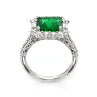 2.80 Ct. Emerald Natural Diamond Antique Style Ring, 18K White Gold Image