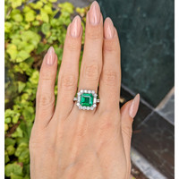 2.80 Ct. Emerald Natural Diamond Antique Style Ring, 18K White Gold Life Style