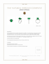 4.74 Ct. Emerald Natural Diamond Three Stone Ring, 18K White Gold Appraisal
