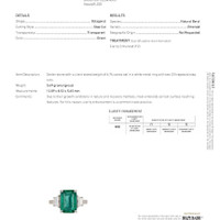 4.74 Ct. Emerald Natural Diamond Three Stone Ring, 18K White Gold Scan Report