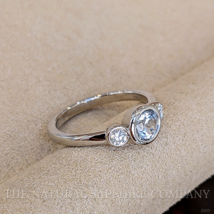 0.80 Ct. Bluish Grey Sapphire Three Stone Ring, Platinum 950