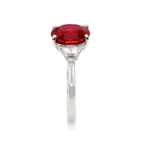 3.36 Ct. Ruby Natural Diamond Three Stone Ring, 18K White Gold Image