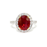 3.60 Ct. Ruby Natural Diamond Pave Ring, 18K White & Yellow Video