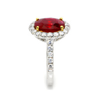 3.60 Ct. Ruby Natural Diamond Pave Ring, 18K White & Yellow Image