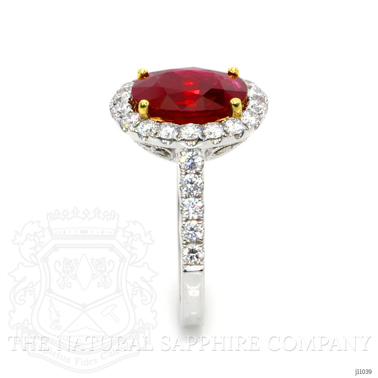 3.60 Ct. Ruby Natural Diamond Pave Ring, 18K White & Yellow