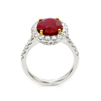 3.60 Ct. Ruby Natural Diamond Pave Ring, 18K White & Yellow Image