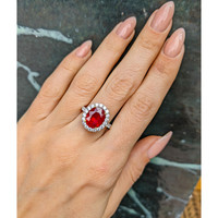 3.60 Ct. Ruby Natural Diamond Pave Ring, 18K White & Yellow Life Style