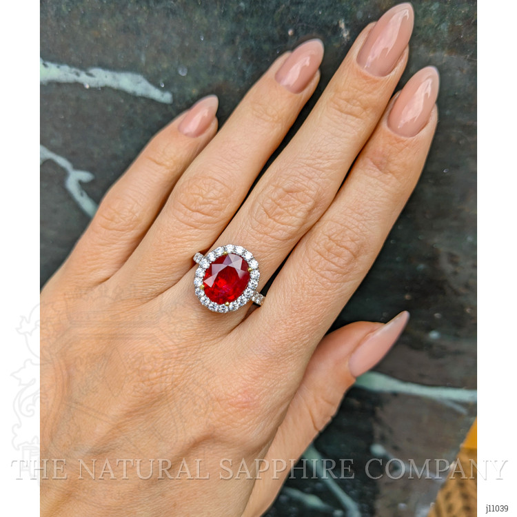 3.60 Ct. Ruby Natural Diamond Pave Ring, 18K White & Yellow