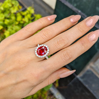 3.60 Ct. Ruby Natural Diamond Pave Ring, 18K White & Yellow Life Style