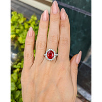 3.60 Ct. Ruby Natural Diamond Pave Ring, 18K White & Yellow Life Style
