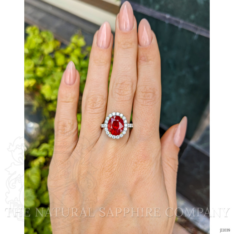 3.60 Ct. Ruby Natural Diamond Pave Ring, 18K White & Yellow