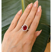 3.60 Ct. Ruby Natural Diamond Pave Ring, 18K White & Yellow Life Style