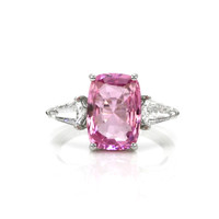 5.89 Ct. Pink Sapphire and Natural Diamond Antique Style Ring, Platinum 950 Video