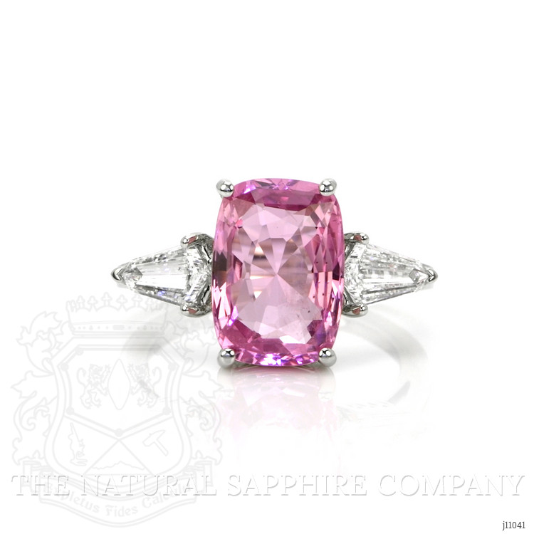 5.89 Ct. Pink Sapphire and Natural Diamond Antique Style Ring, Platinum 950