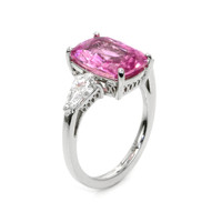 5.89 Ct. Pink Sapphire and Natural Diamond Antique Style Ring, Platinum 950 Image