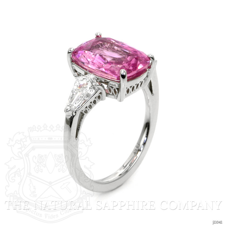 5.89 Ct. Pink Sapphire and Natural Diamond Antique Style Ring, Platinum 950