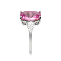 5.89 Ct. Pink Sapphire and Natural Diamond Antique Style Ring, Platinum 950 Image