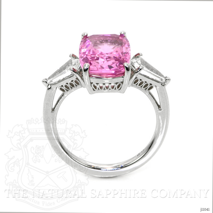 5.89 Ct. Pink Sapphire and Natural Diamond Antique Style Ring, Platinum 950