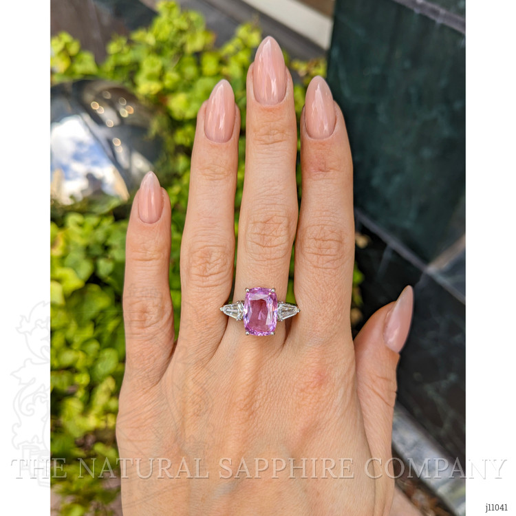 5.89 Ct. Pink Sapphire and Natural Diamond Antique Style Ring, Platinum 950