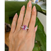 5.89 Ct. Pink Sapphire and Natural Diamond Antique Style Ring, Platinum 950 Life Style