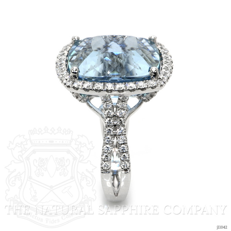 16.20 Ct. Aquamarine Natural Diamond Pave Ring, Platinum 950