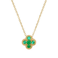 0.17 Ct. Emerald Accent Stones Pendant, 14K Yellow Gold Image