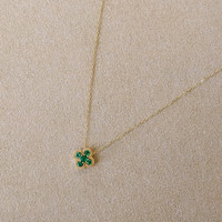 0.17 Ct. Emerald Accent Stones Pendant, 14K Yellow Gold Image