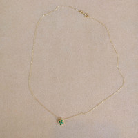 0.17 Ct. Emerald Accent Stones Pendant, 14K Yellow Gold Image