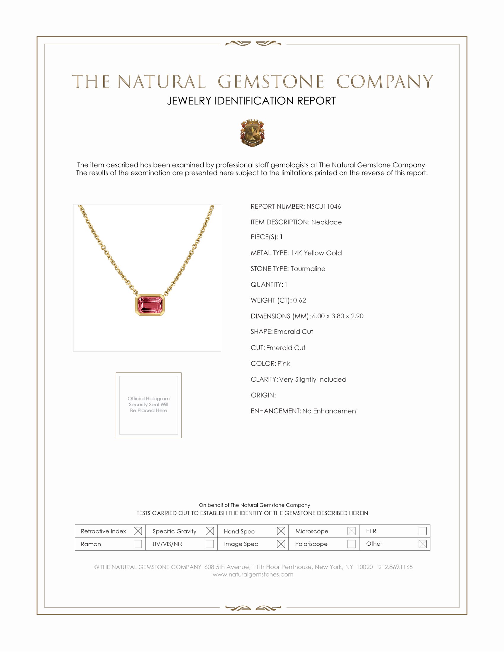 0.62 Ct. Tourmaline Accent Stones Necklace, 14K Yellow Gold