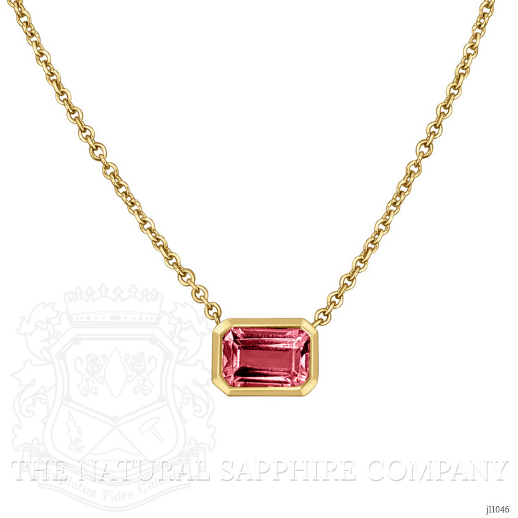 0.62 Ct. Tourmaline Accent Stones Necklace, 14K Yellow Gold