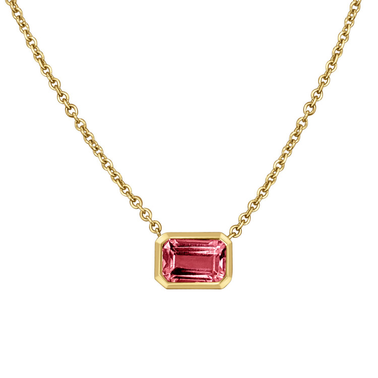 0.62 Ct. Tourmaline Accent Stones Necklace, 14K Yellow Gold