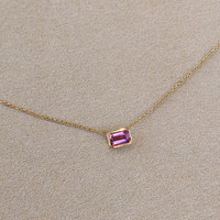 0.62 Ct. Tourmaline Accent Stones Necklace, 14K Yellow Gold Image