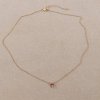 0.62 Ct. Tourmaline Accent Stones Necklace, 14K Yellow Gold Image