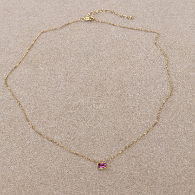 0.62 Ct. Tourmaline Accent Stones Necklace, 14K Yellow Gold