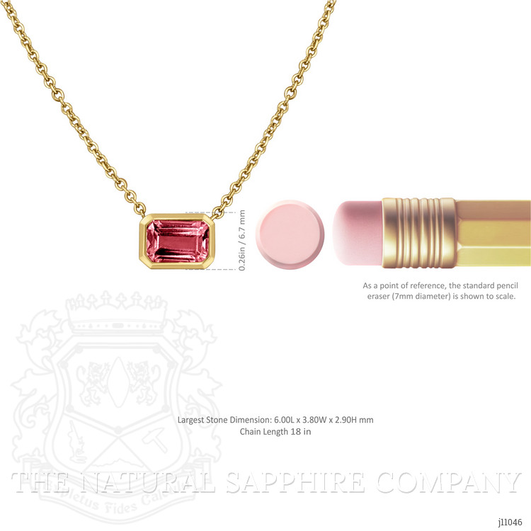 0.62 Ct. Tourmaline Accent Stones Necklace, 14K Yellow Gold