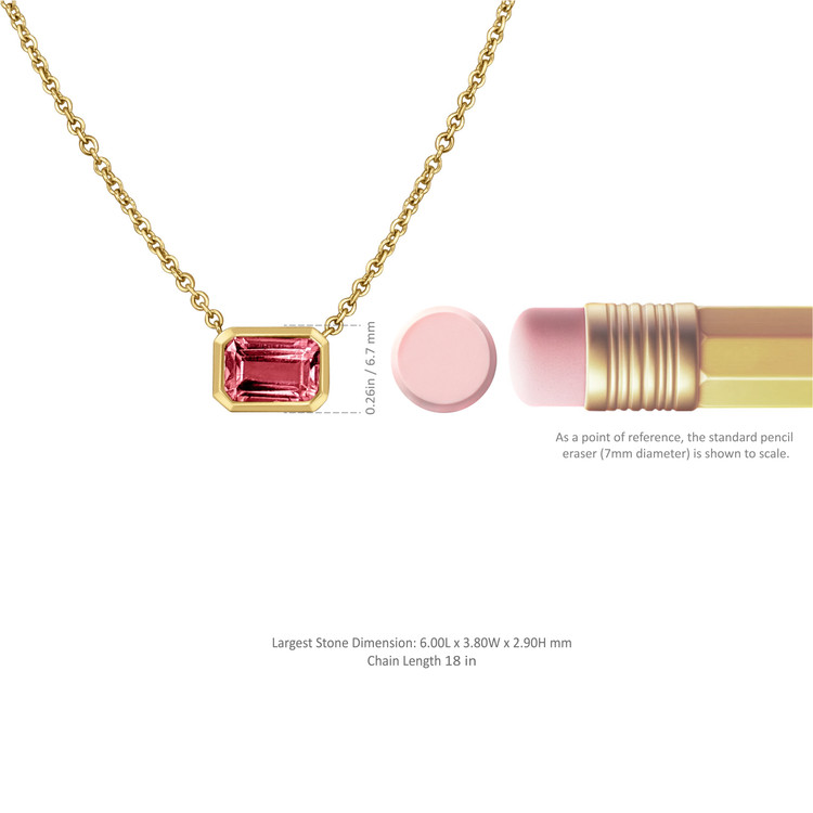 0.62 Ct. Tourmaline Accent Stones Necklace, 14K Yellow Gold