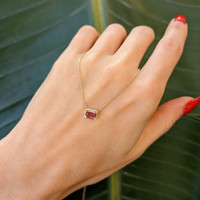 0.62 Ct. Tourmaline Accent Stones Necklace, 14K Yellow Gold Life Style