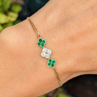 0.26 Ct.Tw. Emerald Natural Diamond Bezel Bracelet, 14K Yellow Gold Image