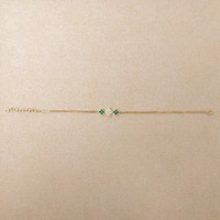 0.26 Ct.Tw. Emerald Natural Diamond Bezel Bracelet, 14K Yellow Gold Image