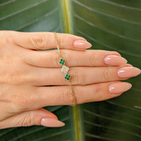 0.26 Ct.Tw. Emerald Natural Diamond Bezel Bracelet, 14K Yellow Gold Life Style
