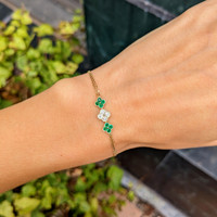 0.26 Ct.Tw. Emerald Natural Diamond Bezel Bracelet, 14K Yellow Gold Life Style
