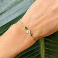 0.26 Ct.Tw. Emerald Natural Diamond Bezel Bracelet, 14K Yellow Gold Life Style